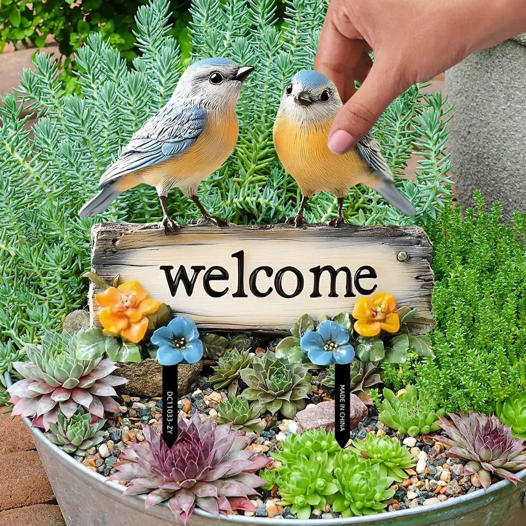 Flat Welcome Bird Yard Sign PVC Garden Decoration Animal Stake Figure Zpaxo