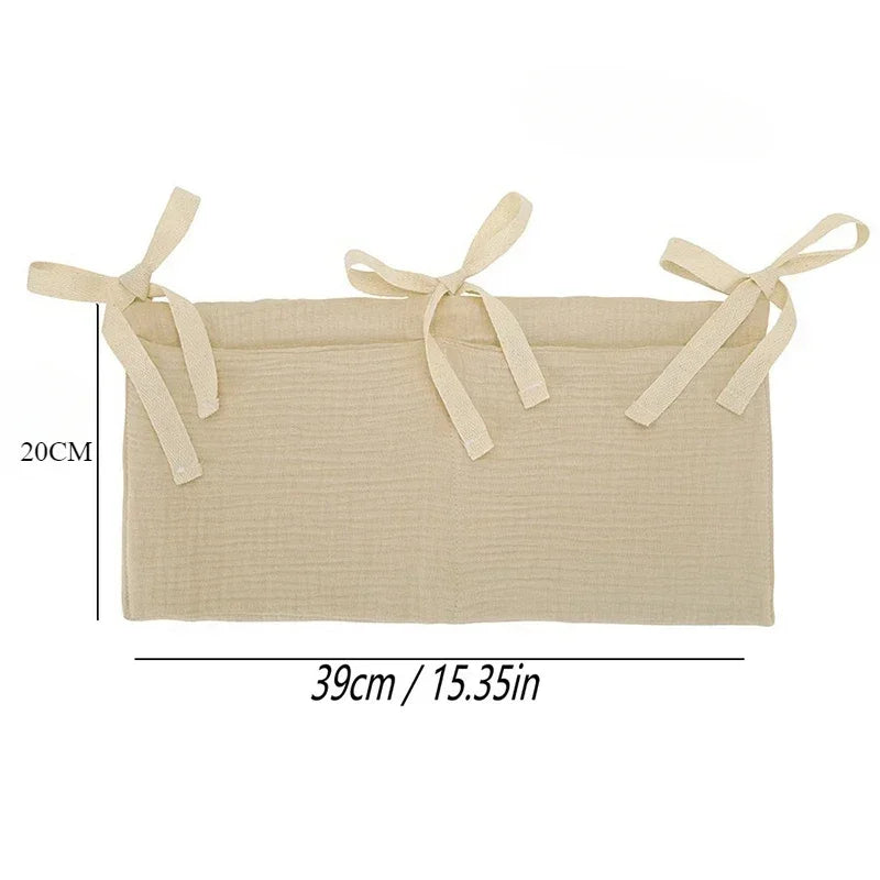 Baby Crib Storage Bag Cotton Double Pouch Newborn Bed Headboard