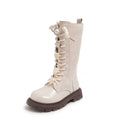 Fashion Children Long Boots Girls Patent Leather Princess Knight Zpaxo Beige 30(Insole18.4cm) China Mainland