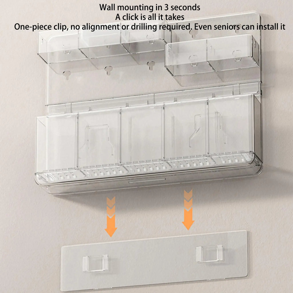 Cabinet Straw Holder Adhesive Height Adjustable 5 Compartment Cup