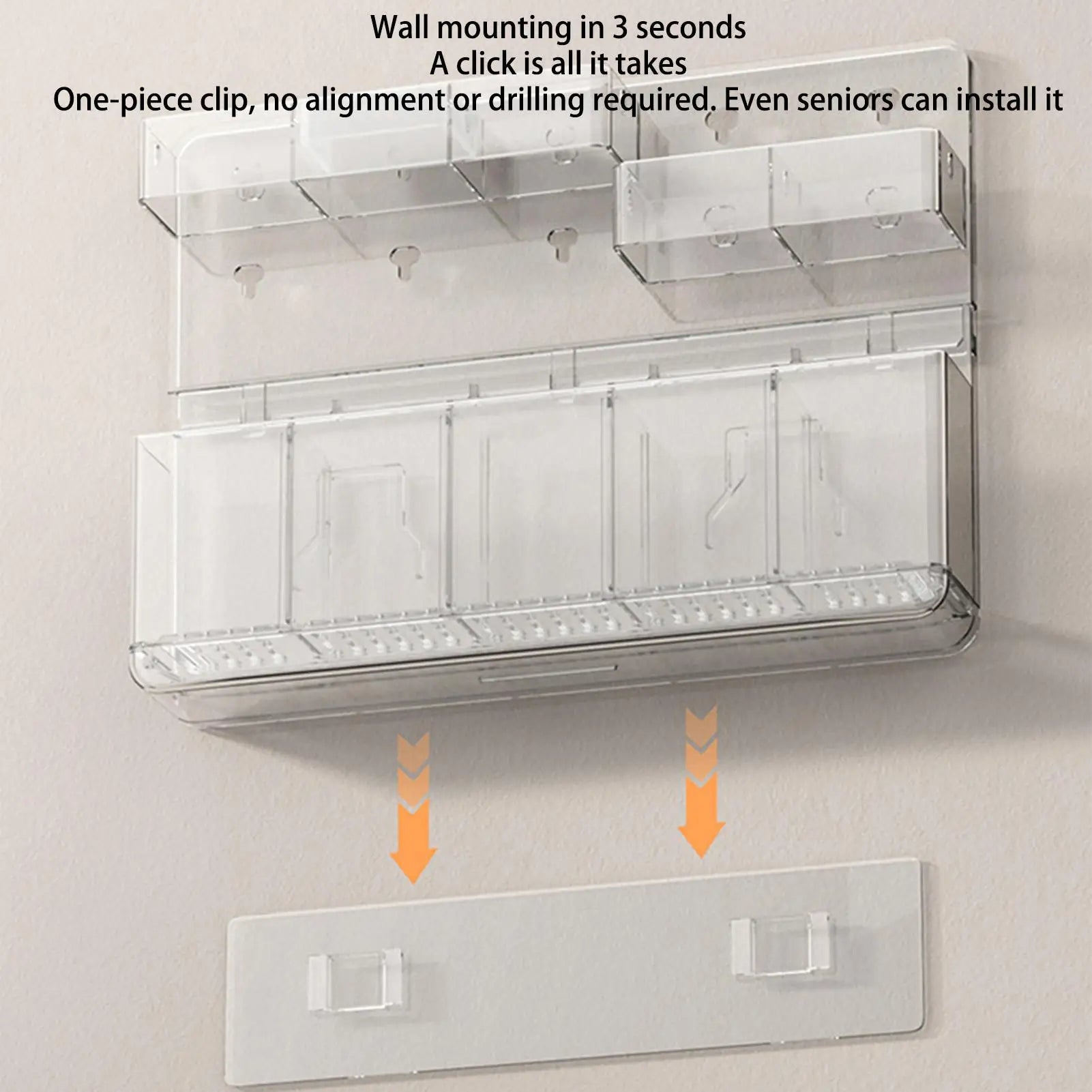 Cabinet Straw Holder Adhesive Height Adjustable 5 Compartment Cup