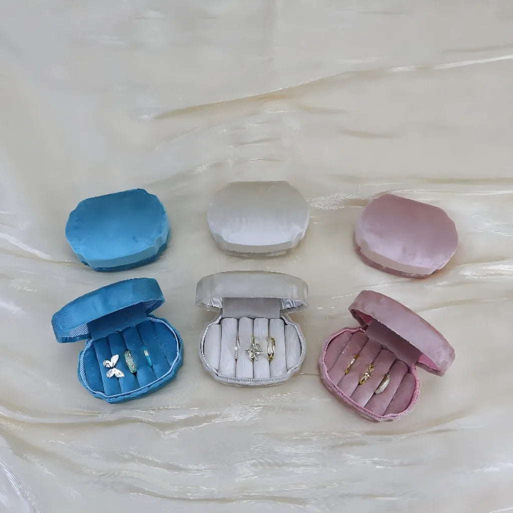 Velvet Mini Ring Box – Multi-Slot Korean Jewelry Organizer Jewelry Organizer Box Zpaxo