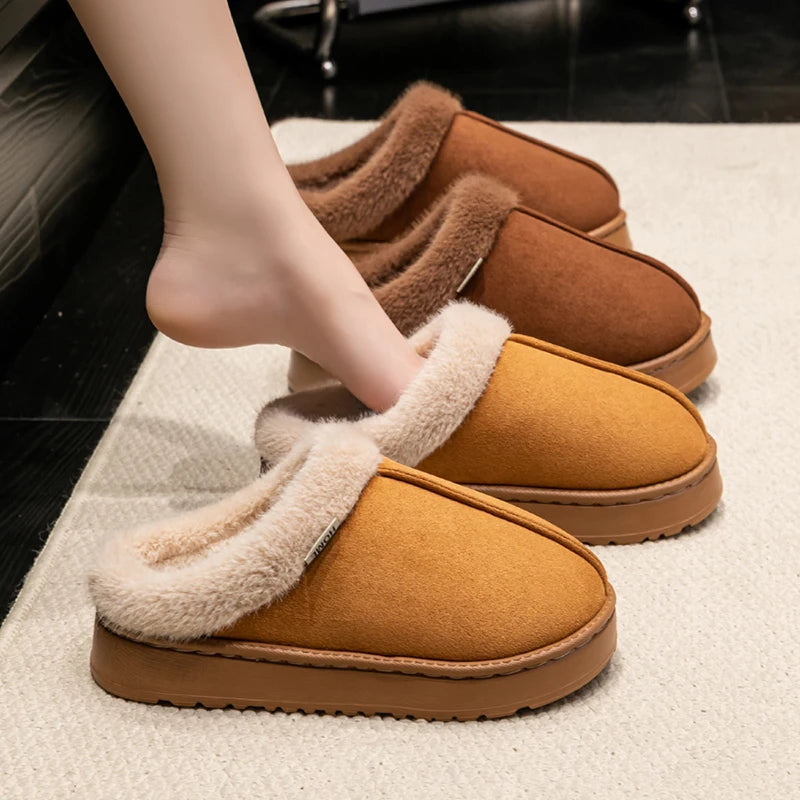 Fashion Women Fluffy Slippers Autumn Winter Indoor EVA Thick Sole