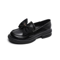 Women Soft Sole Loafers Bow Decor Retro Platform Chunky Heel British Zpaxo 105-8 Black 42 China Mainland