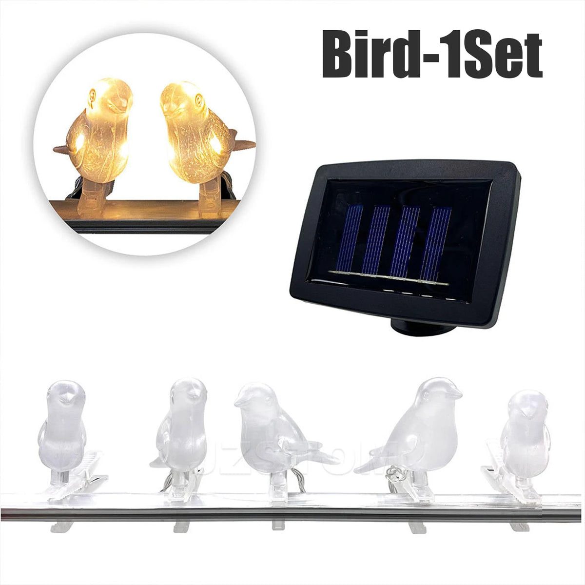 Solar Powered Waterproof Outdoor Bird String Lights Decorative Zpaxo 1Set