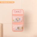 Japanese Cartoon Mesh Hanging Storage Bag | Closet Organizer Hanging Storage Bag Zpaxo Pink-Double layer