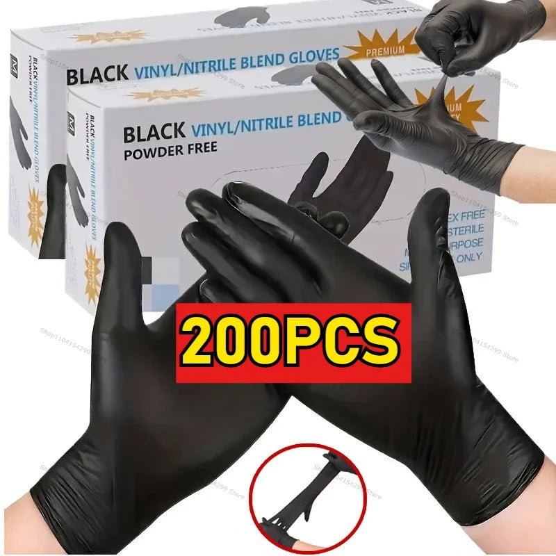 Black Disposable Nitrile Gloves Latex & Powder Free for Tattooing Manicures Salon Cleaning Disposable Apparel Zpaxo