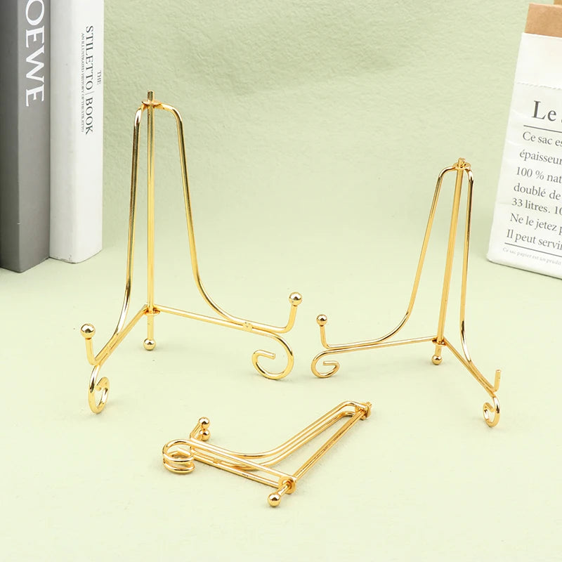 Gold Iron Display Stand Craft Bracket Book Holder Photo Pedestal Bowl