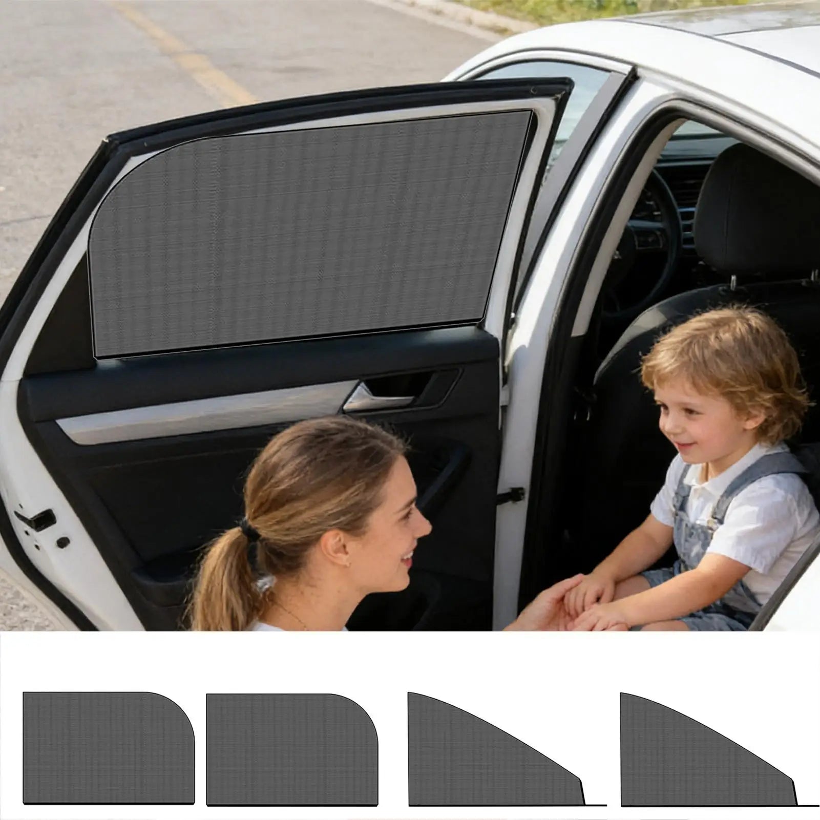 Car Window Sunshade UV Protection Mesh Curtain Cover 2-Pack Car Window Sunshade Zpaxo