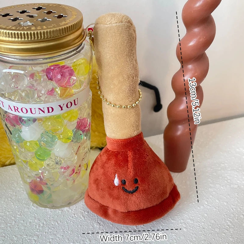 ▶Toilet Stopper Plush Doll Keychain Cartoon Toilet Plunger Filling Stuffed Dolls Keyring Pendant Backpack Charms Bag Decor Gifts Zpaxo 1PCS