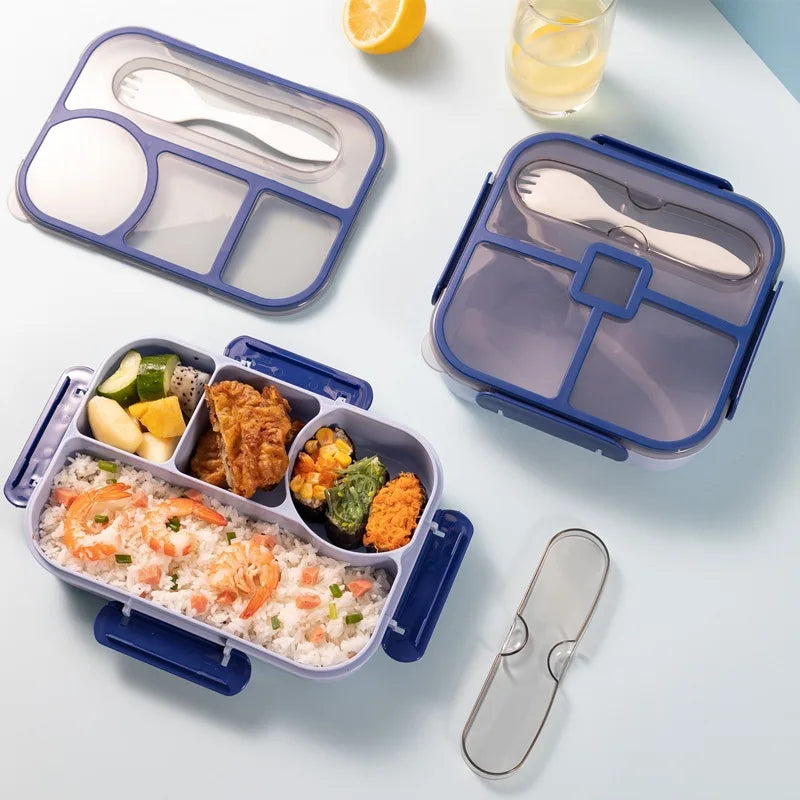 Lunch Box Microwave Safe Portable Compartments Food Container with Utensils Leakproof Anti-slip Zpaxo