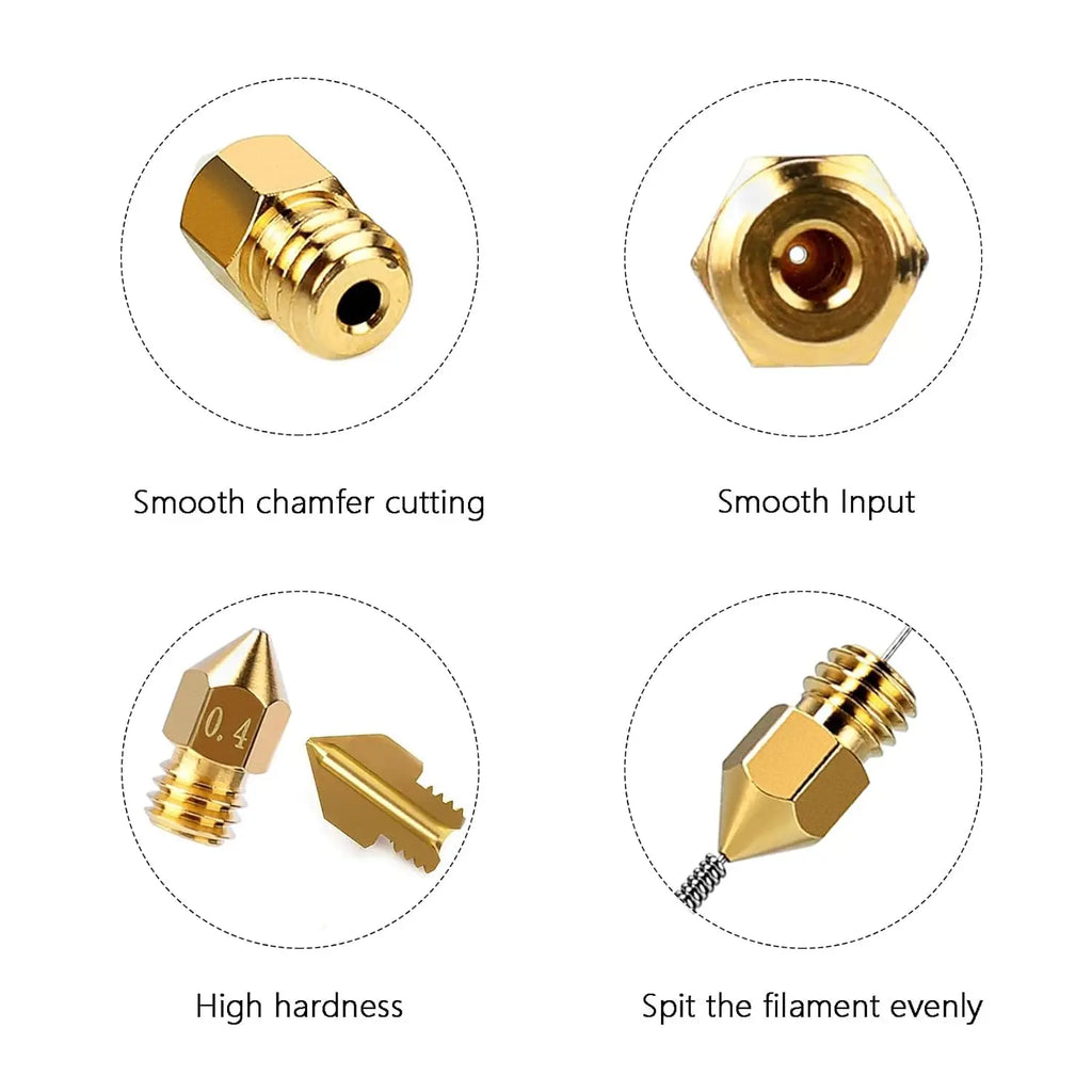 8-Pack Brass 3D Printer Nozzles 0.1–1.0mm M6 FDM Set