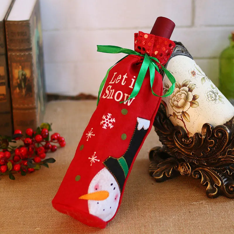 Merry Christmas Table Decorations Home Santa Claus Smowman Champagne