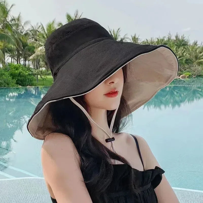 Wide Brimmed Sun Hat Women UV Resistant Hiking Fisherman Foldable