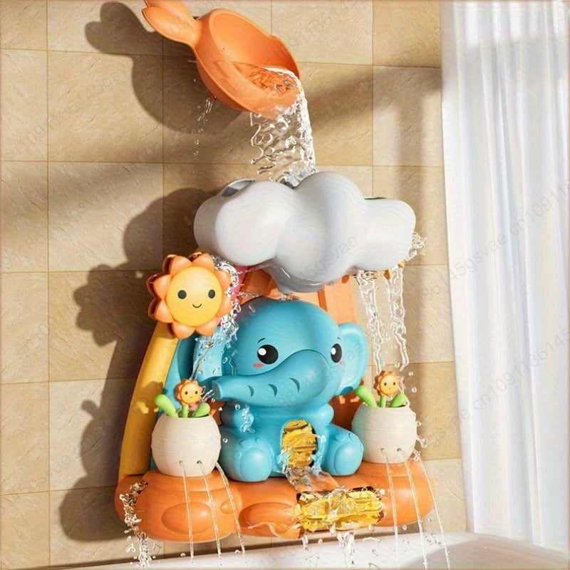 Baby children's water toys, suction cups, turning around, baby elephant water wheel, bathroom shower, male and female baby bath Zpaxo Elephant