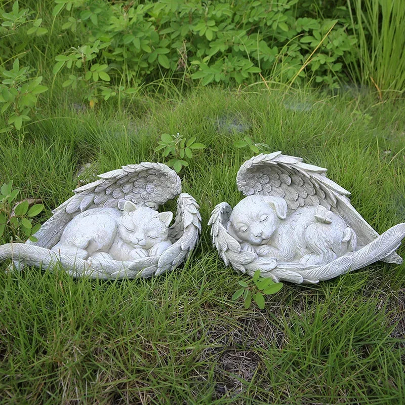 Angel Pet Memorial Stone – Resin Dog & Cat Garden Ornament