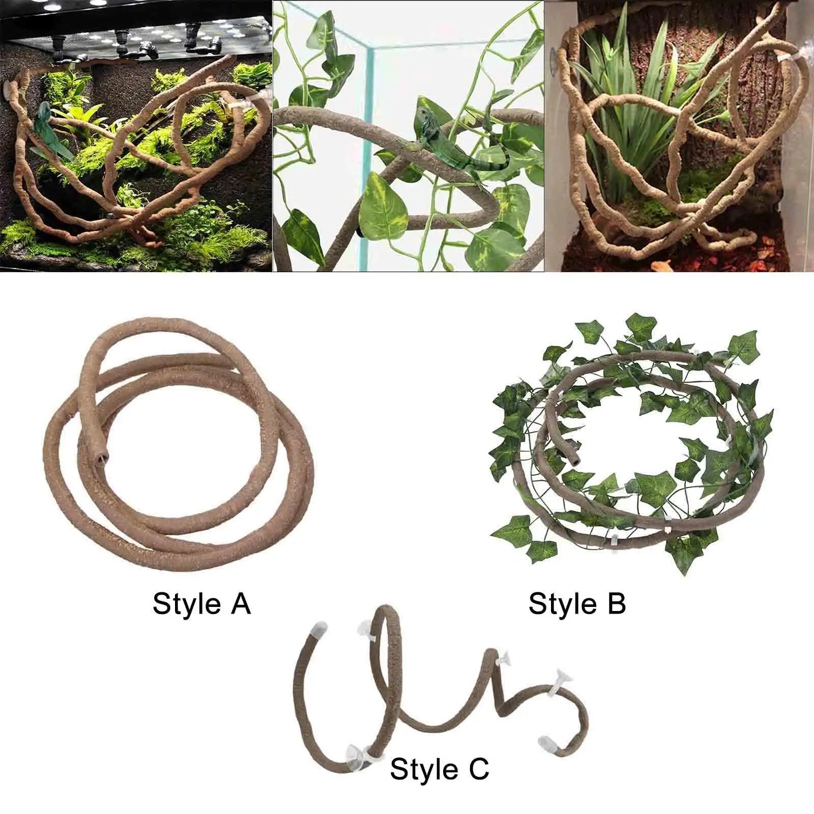 Reptile Vines for Terrarium Decor Fake Plants Reptile Terrarium Decor for Chameleon Snake Leopard Gecko Bearded Dragon Zpaxo