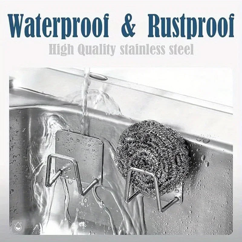Kitchen Sponges Holder Stainless Steel Sink Sponges Drain Drying Rack Self Adhesive Storage Holder Hooks Bathroom Organizer Zpaxo