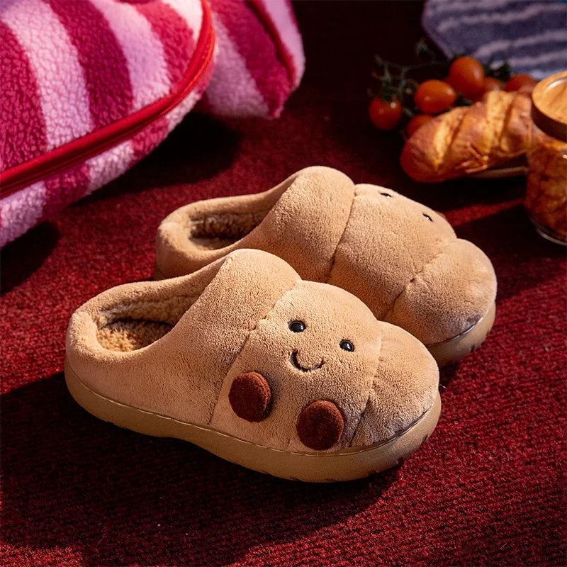 Plush Cotton Slippers Women Winter Indoor Home Shoes Anti-slip Thick