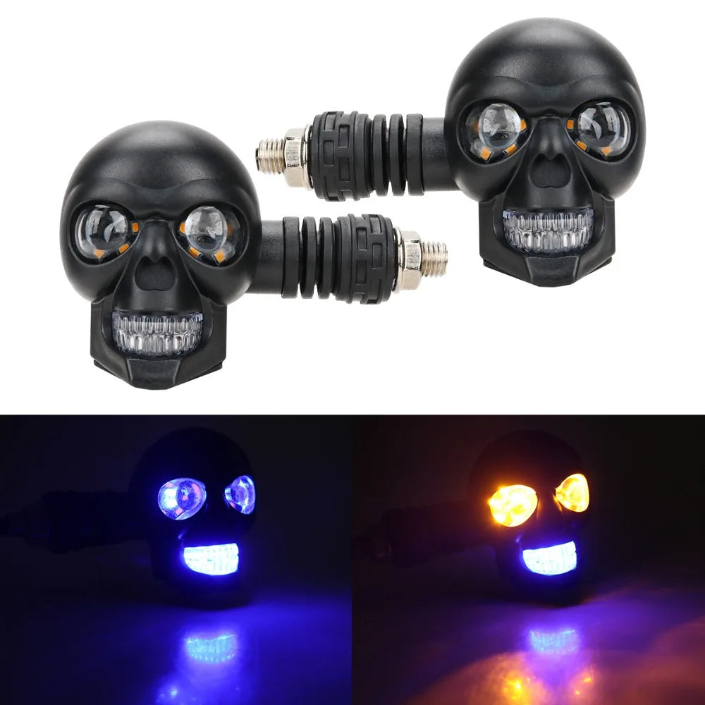 Universal Fit Motorcycle Turn Signal Lights Dual Light DC 12V Zpaxo Blue Yellow Light