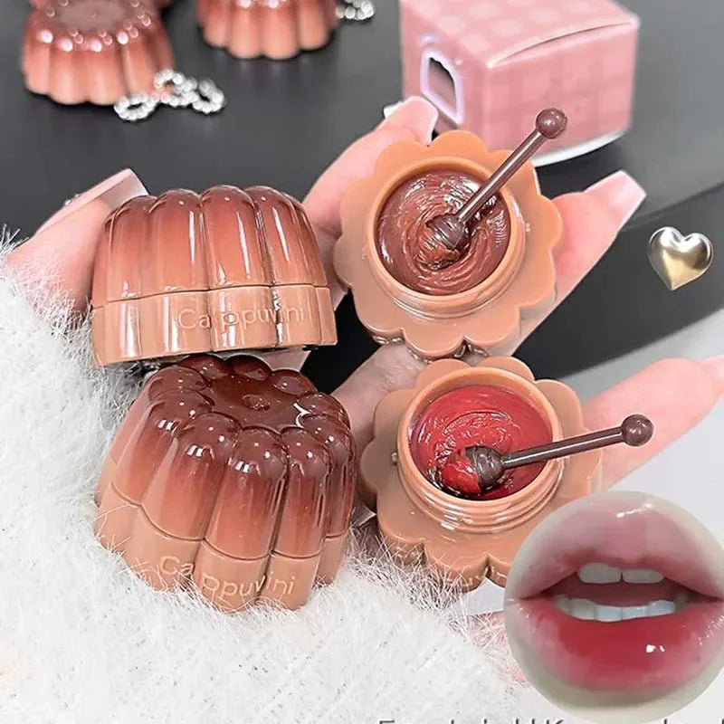 Jelly Solid Water Mirror Lip Gloss Shine Plumping Balm Light Red