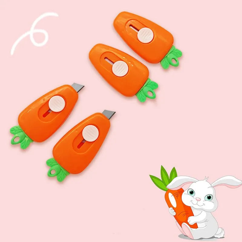 Cute Carrot Cartoon Portable Cutter Mini Utility Cutter Retractable Letter Opener Paper Cutting Tools School Office Stationeries Zpaxo