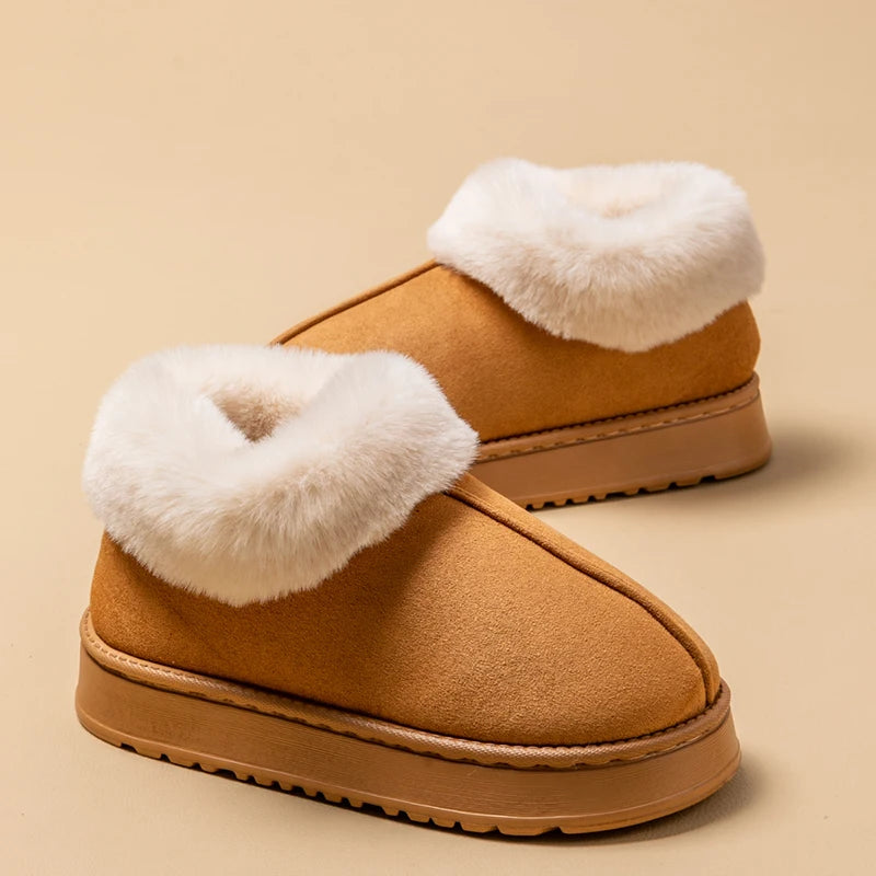 Women's Winter Slippers Non-slip Indoor House Shoes Plush Fleece Zpaxo Khaki 42-43