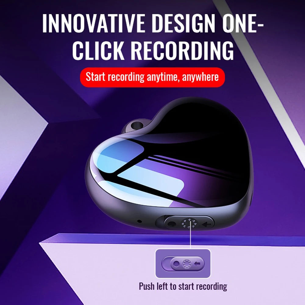 Voice Activated Recorder Heart Shape Small Audio Player LED Indicator