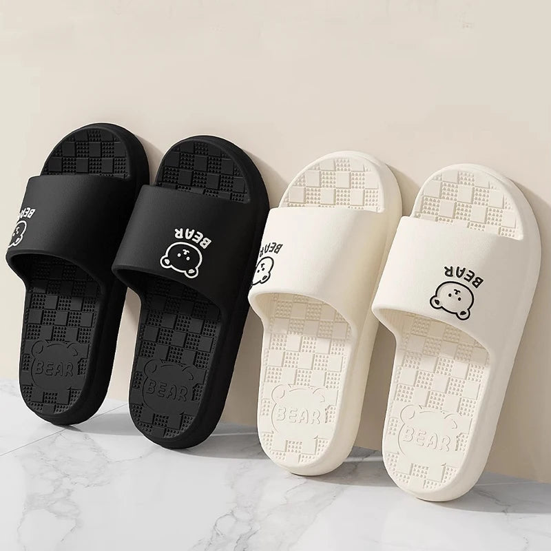Women Summer Concise EVA Slippers Men Soft Home Slides Couples