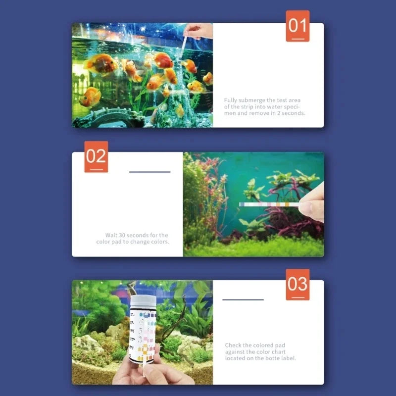 50 6-in-1 Aquarium Testing Strips Freshwater Saltwater Ponds PH Zpaxo