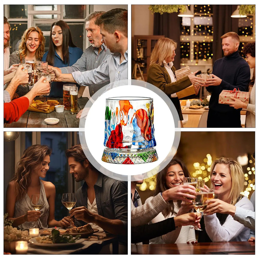 Rotating Whiskey Glasses 360 Degree Rotating Crystal Heavy Base Mug Crystal Cocktail Glass For Men Couples Alcohol Wine Ice Zpaxo