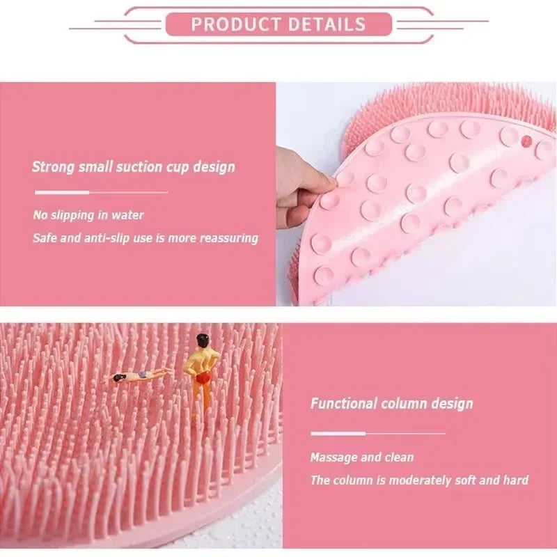Body Shower Foot Scrubber Brush Wash The Body Cleanser Silicone Sponge Bath Massage Mat Back Brush Wall Mounted with Suction Cup Zpaxo