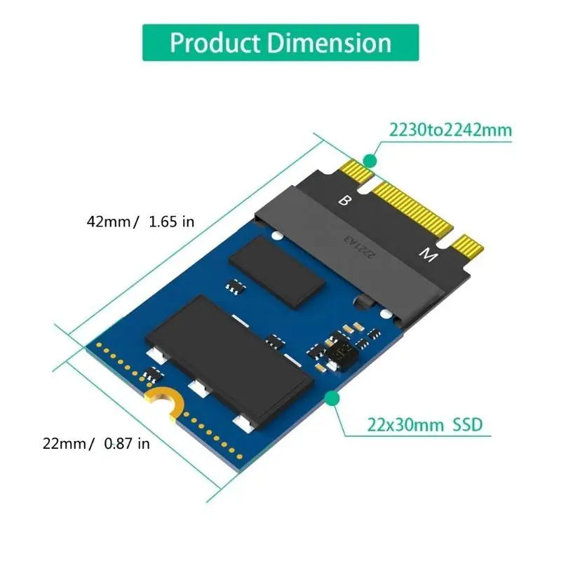 652F M.2 2230 to 2242 Extension Adapter NVME B+M NVME M 2230 to 2242 Card Computer Adapter Board for X270 X280 T470 Zpaxo