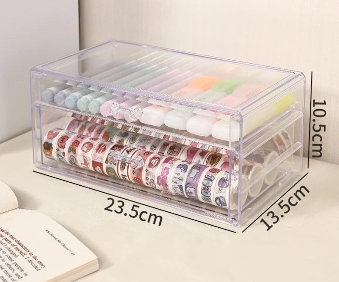 2-Layer Clear Acrylic Desk Organizer – Drawer & Pencil Holder Desk Organizer Zpaxo 2 layers
