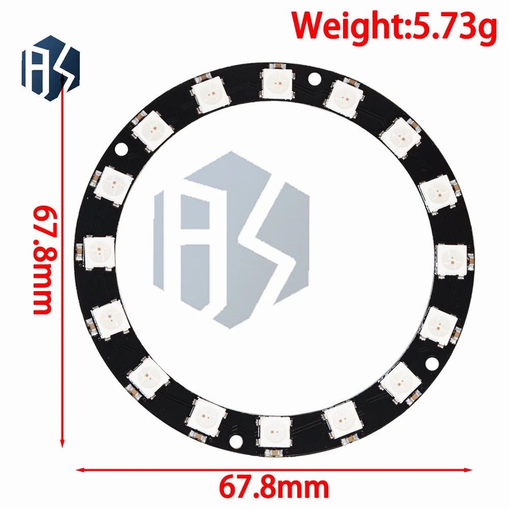 WS2812B 24-Bit Addressable RGB LED Ring 5050 High-brightness Zpaxo