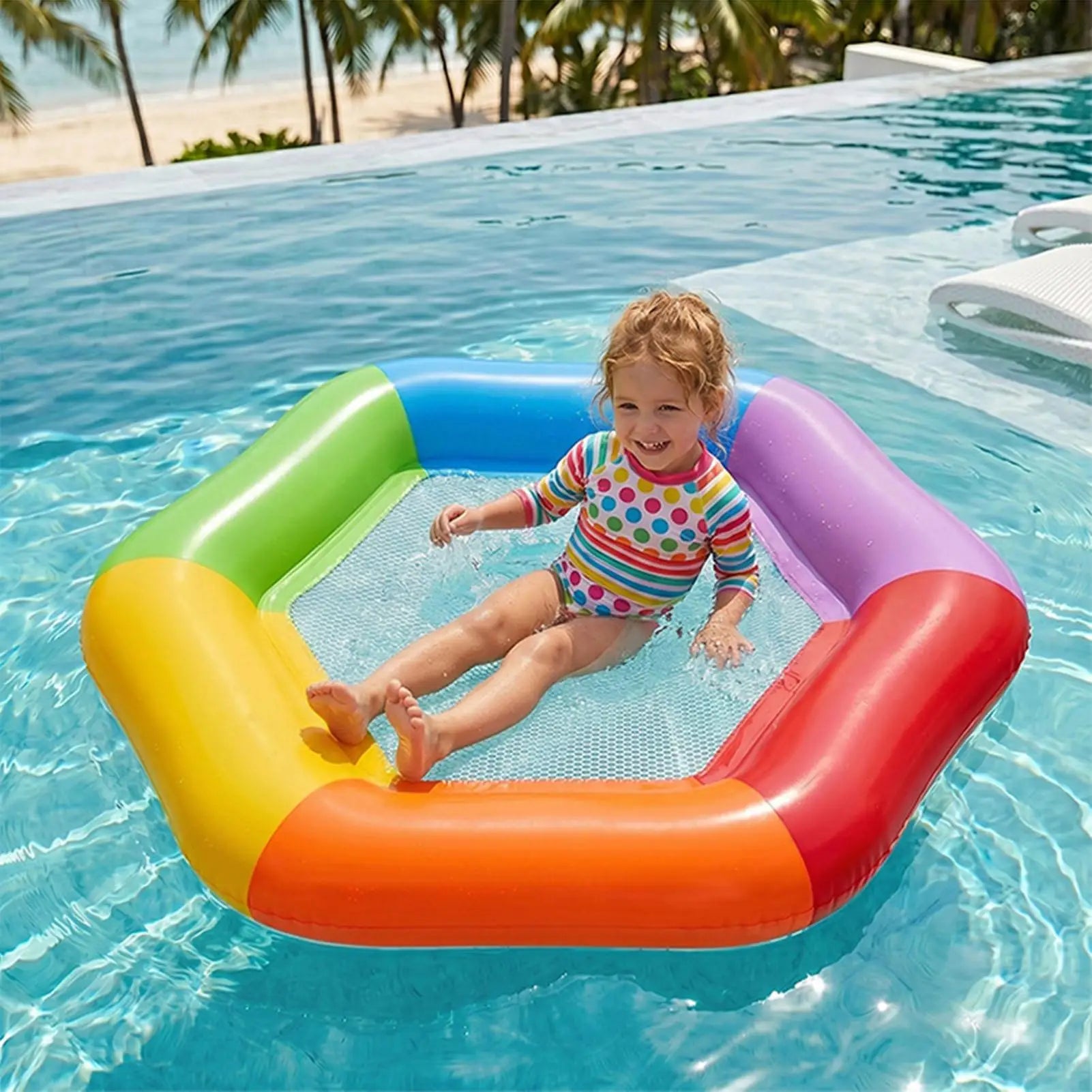 Hexagon Pool Float Inflatable Lounger 2-Person Thickened PVC Floating