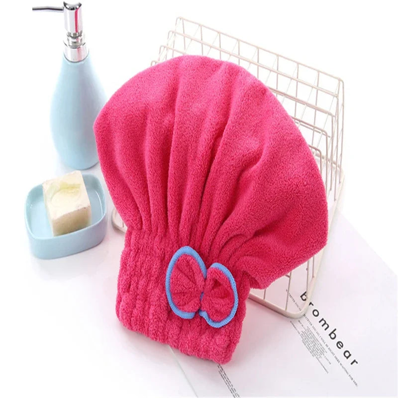 1Pc Women Hair Cap Microfibre Quick Hair Drying Bath Spa Bowknot Cap Wrap Towel Hat for Bath Bathroom AccessoriesShower Cap Zpaxo
