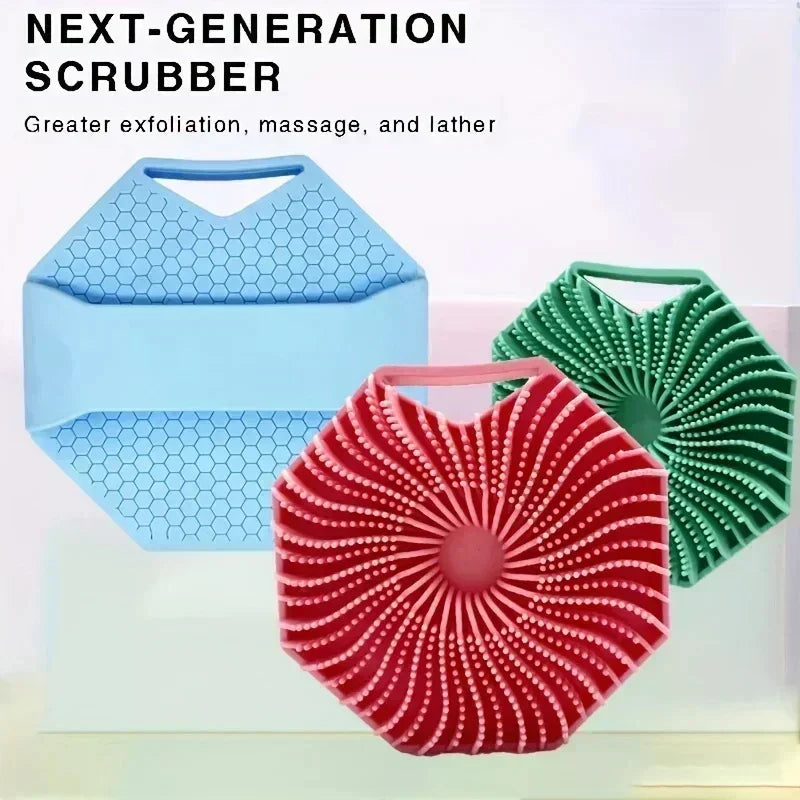 New Polygonal Silicone Shower Brush Handheld Skin Cleaning Scalp Massage ExfoliatingBath Brushes Body Scrubber Bathroom Products Zpaxo
