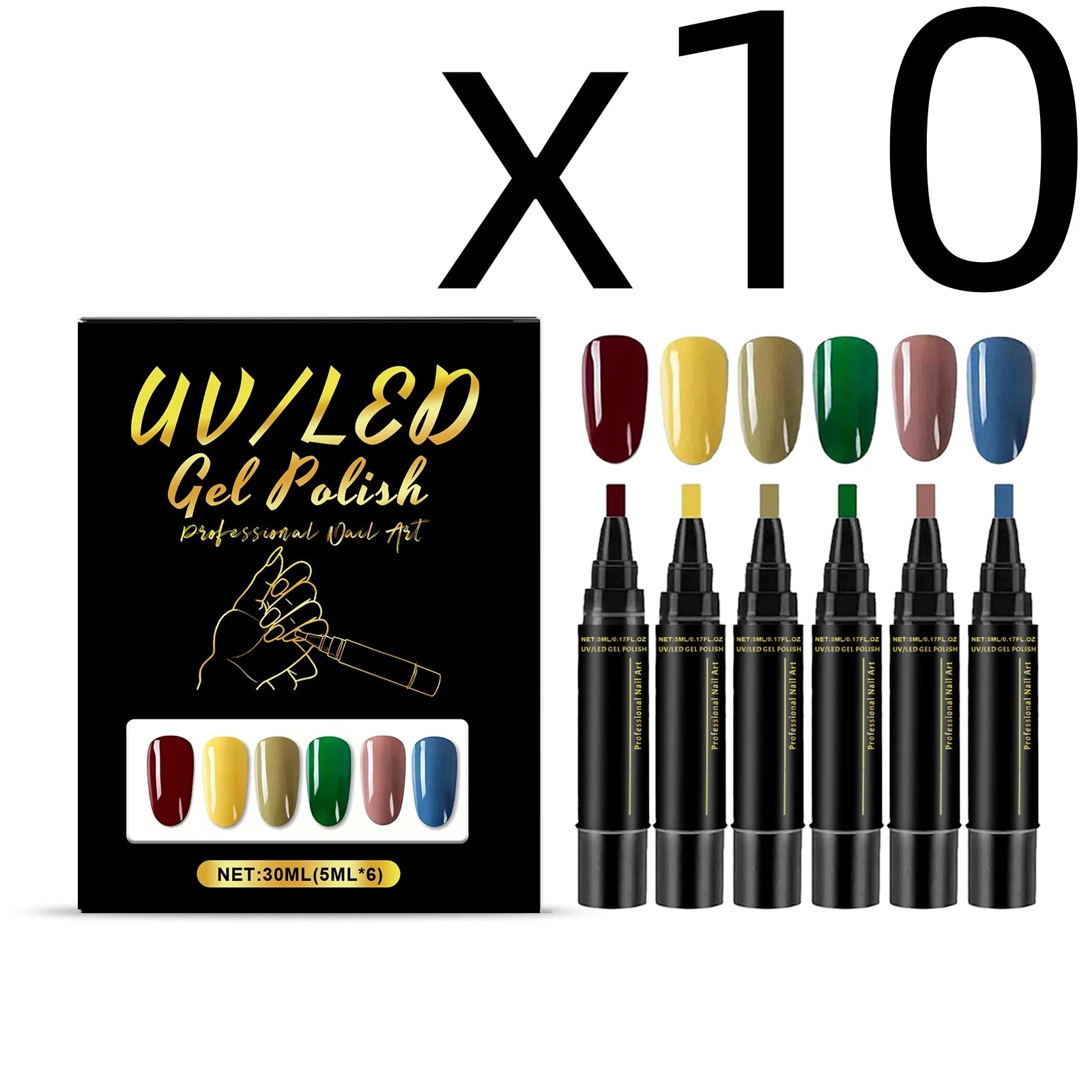 6-Color Nail Polish Pen Set – Quick Dry DIY Nail Art Pens Nail Art Pen Set Zpaxo 6pcs Boxed X 10PCS