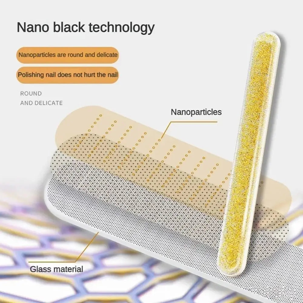 1Pcs Nano Glass Nail File Polisher Salon Manicure Tool Nail Polishing Strip with Storage Case Nail Art Polish Manicure Zpaxo