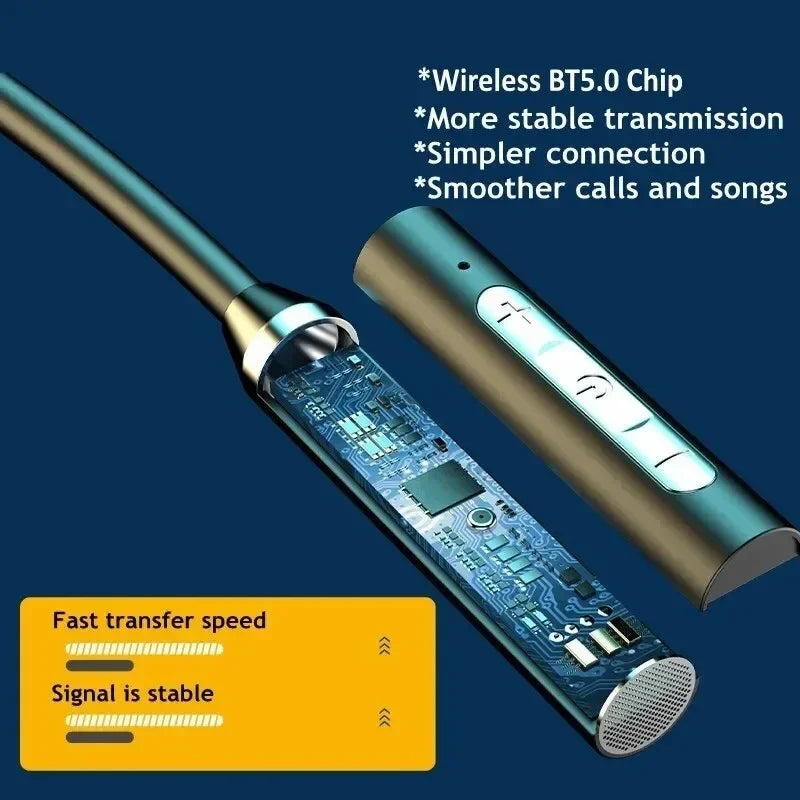 Wireless Headphones Bluetooth 5 0 Neckband Earphones Silicone Hifi 9D