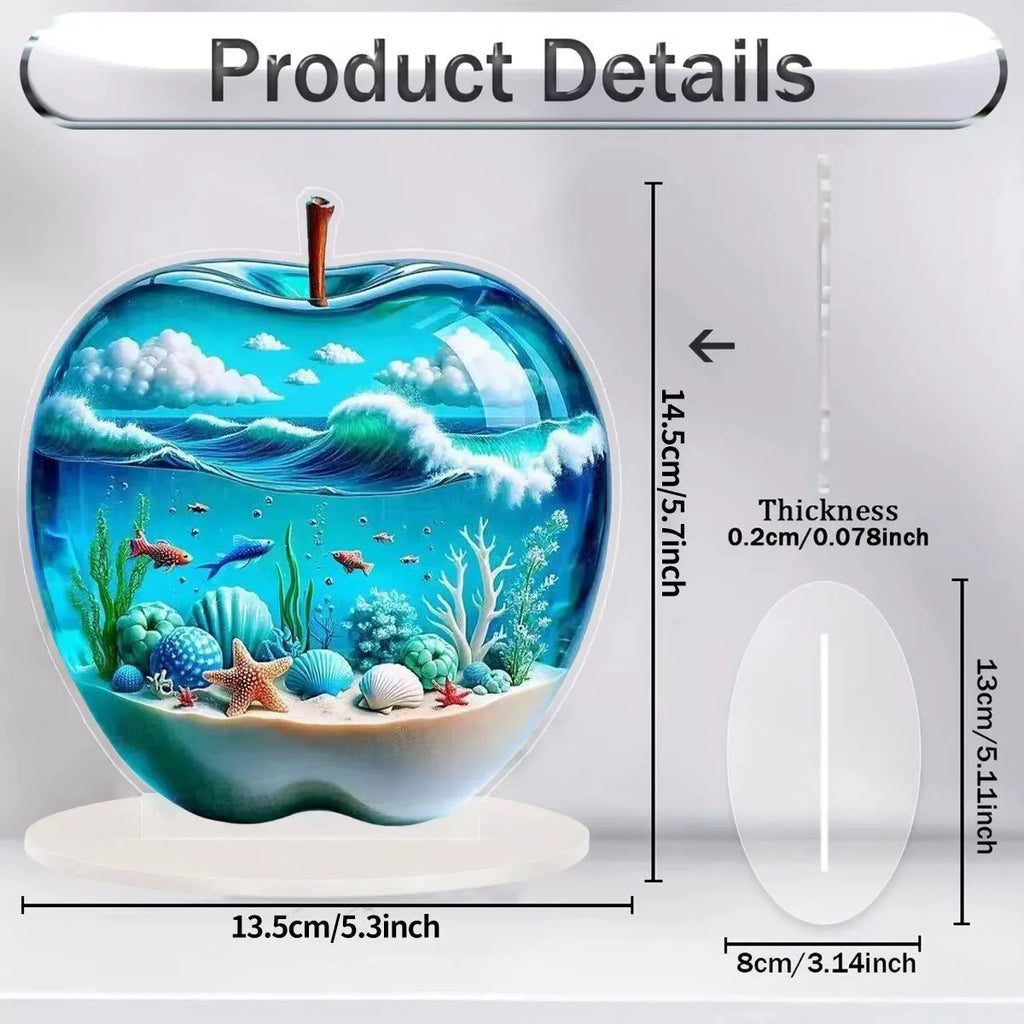 2D Acrylic Apple Landscape Ornament | Tabletop Home Decor
