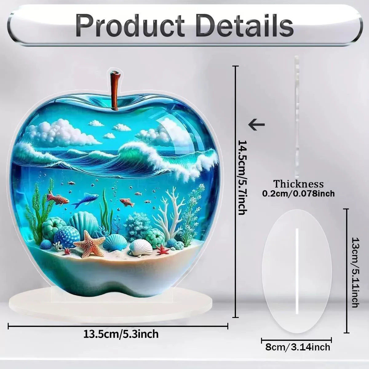 2D Acrylic Apple Landscape Ornament | Tabletop Home Decor