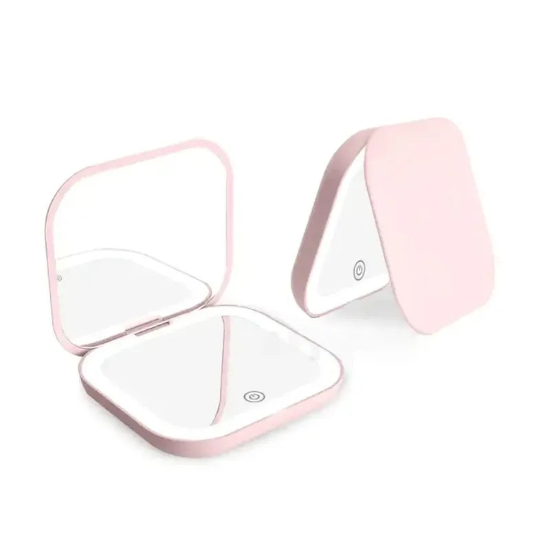 Compact Mirror Lights 1X 2X Magnification Portable Folding Handheld