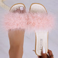 Trend Women's Slippers Fluffy Slides Women Fashion Lightweight Zpaxo Pink 35
