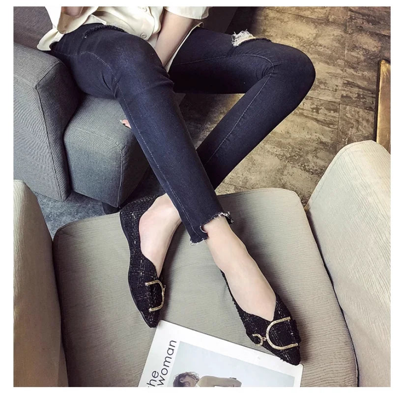 Flats Shoe Women's 2023 New Spring Autumn Korean Square Toe Shallow Gentle Fashion Temperament Large Size Woman Shoes Luxury Zpaxo