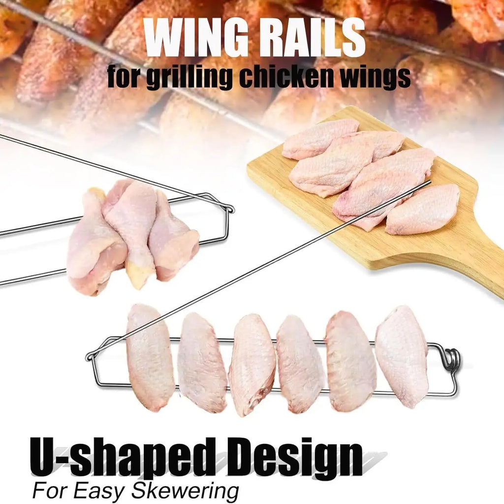 8-Pc Chicken Wing Grill Rails & Silicone Brush – BBQ Clamp Set