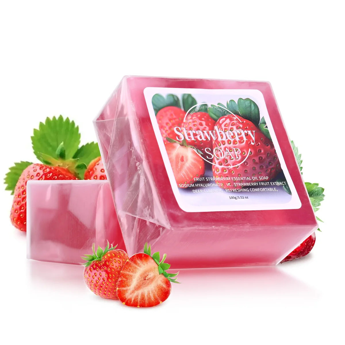 Strawberry Handmade Soap – Deep Cleansing Plant Oil Bar Handmade Bar Soap Zpaxo 100g