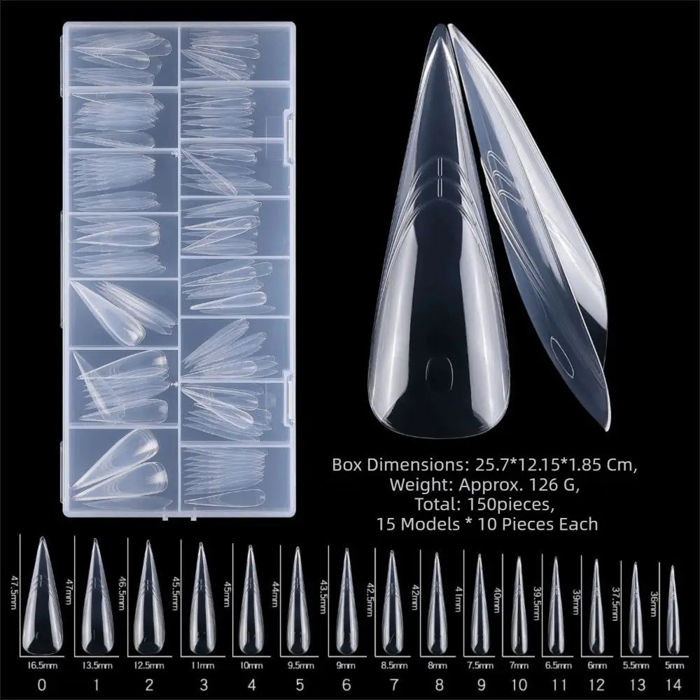 15 Sizes Sandwich Nail Forms Transparent Reusable Space No-trace Long Zpaxo