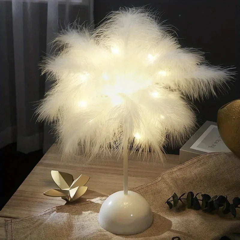 Feather Design LED Table Lamp Kids Battery-powered Portable Ideal Zpaxo